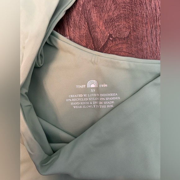 Toast Swim X Free People Signature One Shoulder Crop Bikini Top Ming Green XS - Picture 3 of 5